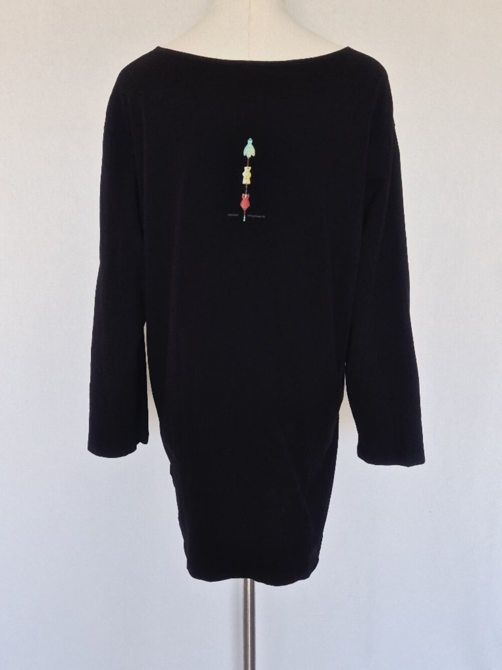 Sabaku Artwear Animal Necklace Tunic T-Shirt Long Sleeve Cotton Black - Picture 6 of 12